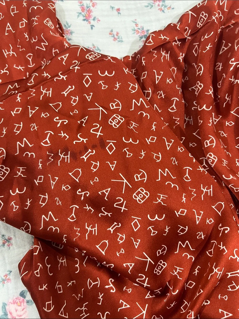 Ariat Rust Red Scarf with White Symbol Print